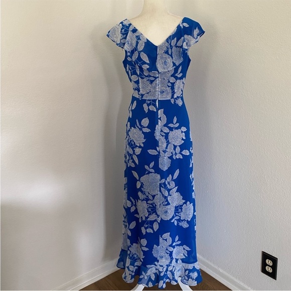 London Times Flutter Cap Sleeve V-Neck Hi-Low Floral Midi Dress✨ - Picture 2 of 9